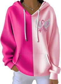 Striped Fabric Digital Printed Hooded Long Sleeve Women's Sweater