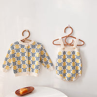 Infant Children's Sweater Pull Flower Knitted Cardigan Romper