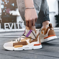 Men's Summer Plus Size Flyknit Breathable Mesh Surface High-top Board Shoe