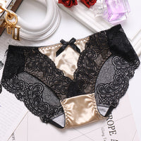 Hollow Transparent Lace Sexy Mid-waist Seamless Breathable Ice Silk Panties