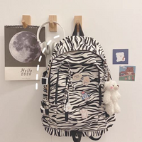 Harajuku Cow's Zebra Print Backpack Cute Canvas Campus Backpack