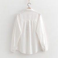 Women's Embroidered Rabbit Radish Shirt With Placket