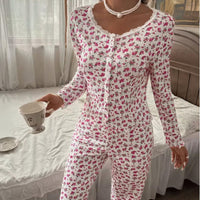 Women's Lace Printed Two-Piece Loungewear Set