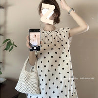 French Style Polka Dot Blouse Women Loose Mid-length