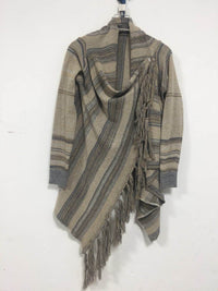 Long Slim Fit Fashion Tassel Stripe Coat Sweater