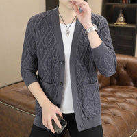 Men's Spring And Autumn Trendy Color Cotton Knitwear Sweater Coat Top Clothes