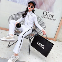 Long Sleeved Autumn Pull Strip Sweater Suit