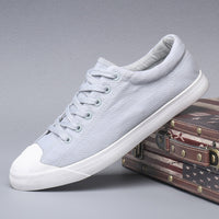 Low-top Lace-up Flat Four Seasons Solid Color Men's Canvas Shoes