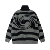 Autumn American Striped Half Zipper Mink Fur Knitted Sweater For Women
