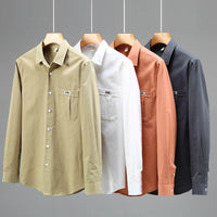 Pocket Pure Cotton Shirt Men's Long Sleeve Retro