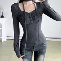 Stylish Minimalist Slim Fit Long Sleeve Top For Women