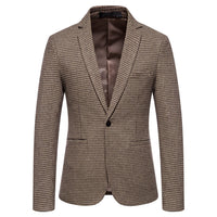 Men's Fashion Single Row One Button Suit Business Casual Trendy Woolen Suit Warm Jacket