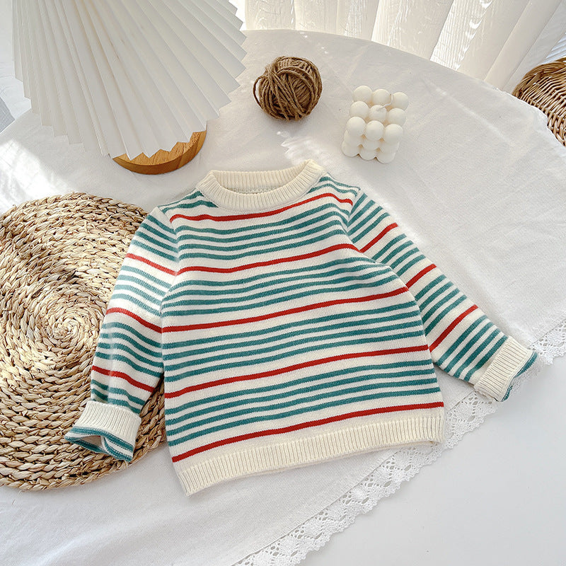 Boys And Girls Fashion Striped Knitted Top