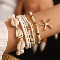 Resort-style Starfish Shell Rice-bead Anklet