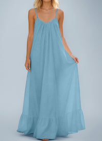 Summer Sexy Strap Sleeveless Solid Color Maxi Dress