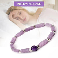 Unisex 4x 13 Square Column Bracelet Amethyst Round Beads