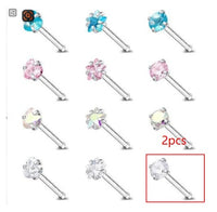 Stainless Steel Zircon Nose Stud 3mm RoundSquareHeartStar Piercing Jewelry