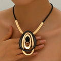 Retro Geometric Circular Cross-Panel Necklace