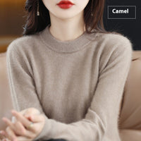 Round Neck Loose Solid Color Mink Sweater Pullover Base Woolen Sweater