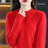 Round Neck Loose Solid Color Mink Sweater Pullover Base Woolen Sweater