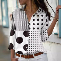 Long Sleeve Button Loose Geometric Digital Printing Shirt
