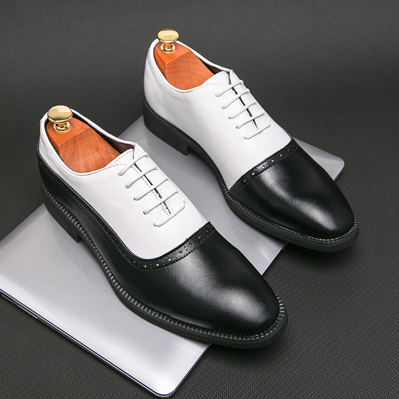 Men's Business Double Color Block Leather Shoes