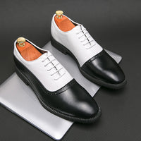 Men's Business Double Color Block Leather Shoes