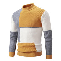 Men's Half-high Collar Contrast Color Pullover Knitwear Korean Youth Fashion Casual Top