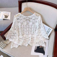 Beach Vacation Hollow-Out Crochet Blouse Top