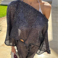 Off-the-shoulder Dress With A Wrap-style Bodice And Large Ruffled Hem