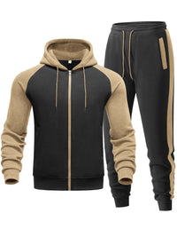 Color-block Raglan-sleeve Hooded Sweatshirt Men's Casual Sportswear