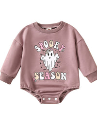 Halloween Letter Print Long Sleeve Round Neck Triangle Rompers Infant