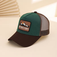 Men's Patchwork Sunset Mountain Mesh Baseball Cap, Fashionable And Casual Baseball Cap, Spring And Summer Outdoor Travel And Sports