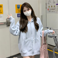 Hooded Loose All-matching Zipper Cardigan Sweater