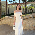Off-Shoulder Tube Top Waist-Cinching Slimming Loose Long Dress For Women