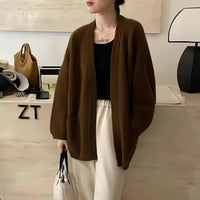 Design Pocket Knitted Cardigan Top Women's Sweater