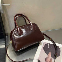 Versatile Genuine Leather Exquisite Hand-held Crossbody Mini Small Bowling Bag