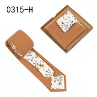 Men's Tie Floral Print Pocket Square Cotton Tie