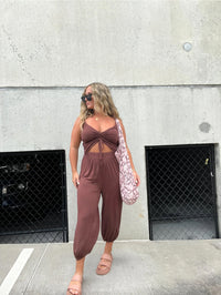European And American Fashion Solid Color Backless Lace-up Sexy Jumpsuit Women