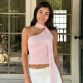Irregular Lace Neck Scarf Slant-Neck Designer-Style Tank Top