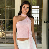 Irregular Lace Neck Scarf Slant-Neck Designer-Style Tank Top