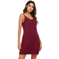 Double Brushed Milk Silk Slip Nightdress Mesh Stitching