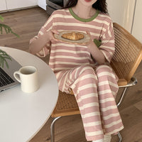 Summer Pajamas Women's Short-sleeved Trousers Cotton Two-piece Set