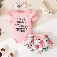 Girls' Three-piece Khaki Dress Set Printing