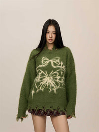 Butterfly Jacquard Mink-like Wool Christmas New Year Sweater