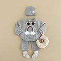 Baby Multi-color Rainbow Patchwork Cloud Embroidery Top And Pants Set