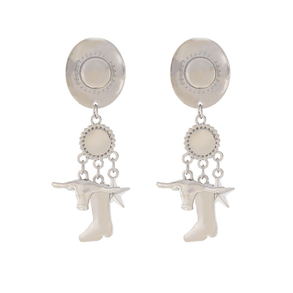 Creative Long Cowboy Hat Eardrops Earrings