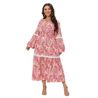 Plus-size Patchwork V-neck Maxi Dress