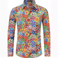Men's Button Floral Retro Long-sleeved Shirt