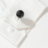 Men's Cufflinks Stylish Round Gray Silver Rose Gold